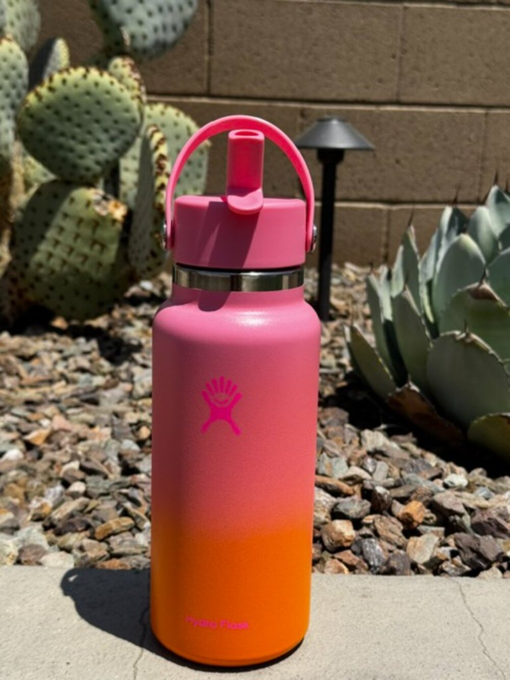 32 oz Wide Mouth with Flex Straw Cap Pink/Orange Ombre